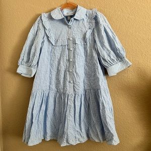 Sandy Liang x Target Light Blue Gingham 3/4 Sleeve Shirtdress Size XSmall